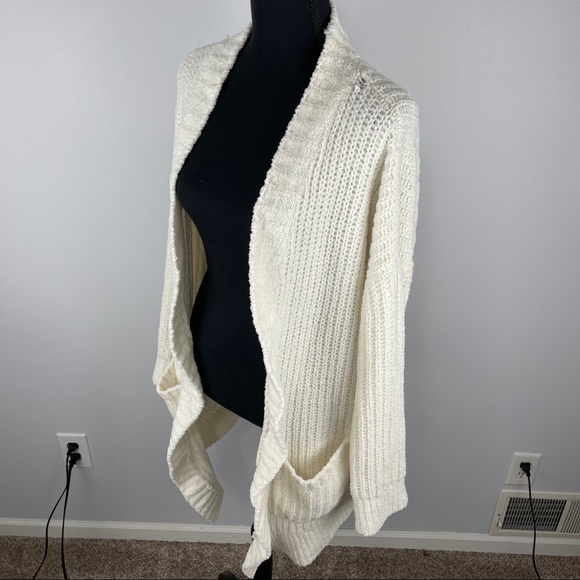 Express Ivory Cream Chenille Knit Cardigan Sweater - Picture 5 of 9